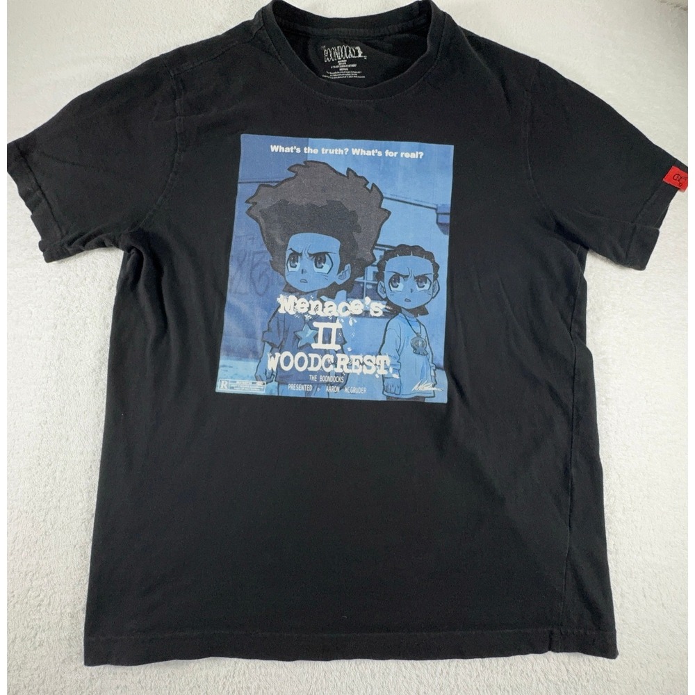 The Boondocks Shirt Mens M Black Blue Huey‎ Riley Comedy Cartoon Tee Adult Swim